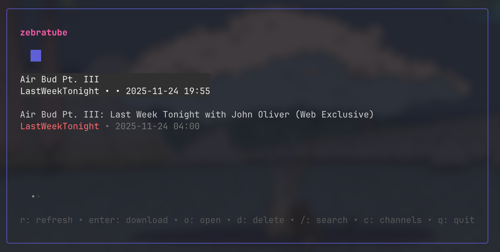 Zebratube - A TUI Youtube Client